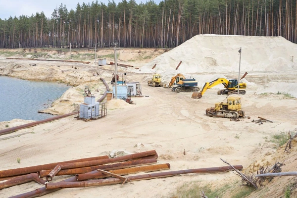 добыча речного песка в карьере